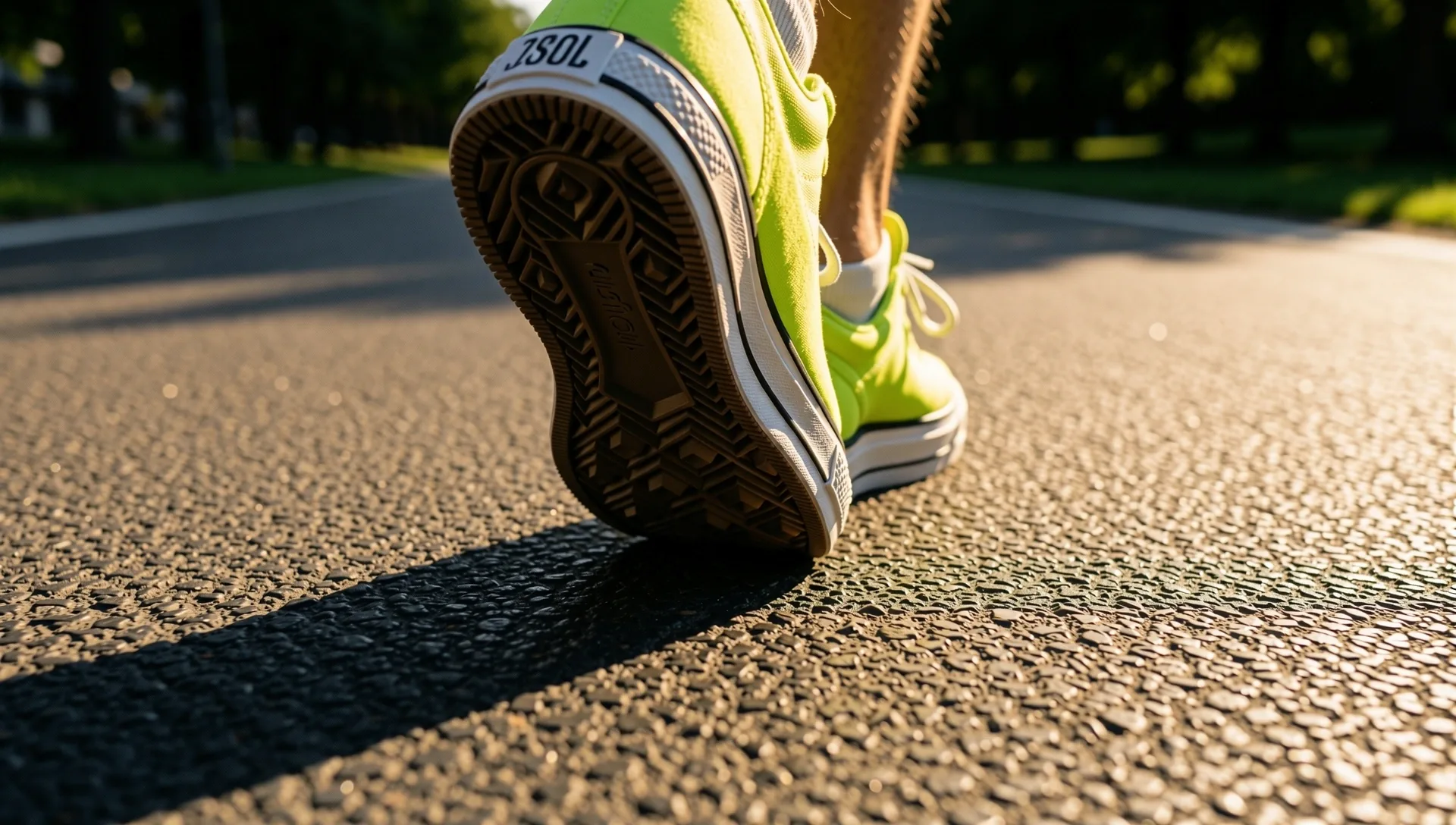 The rhythmic motion of walking in natural morning light
